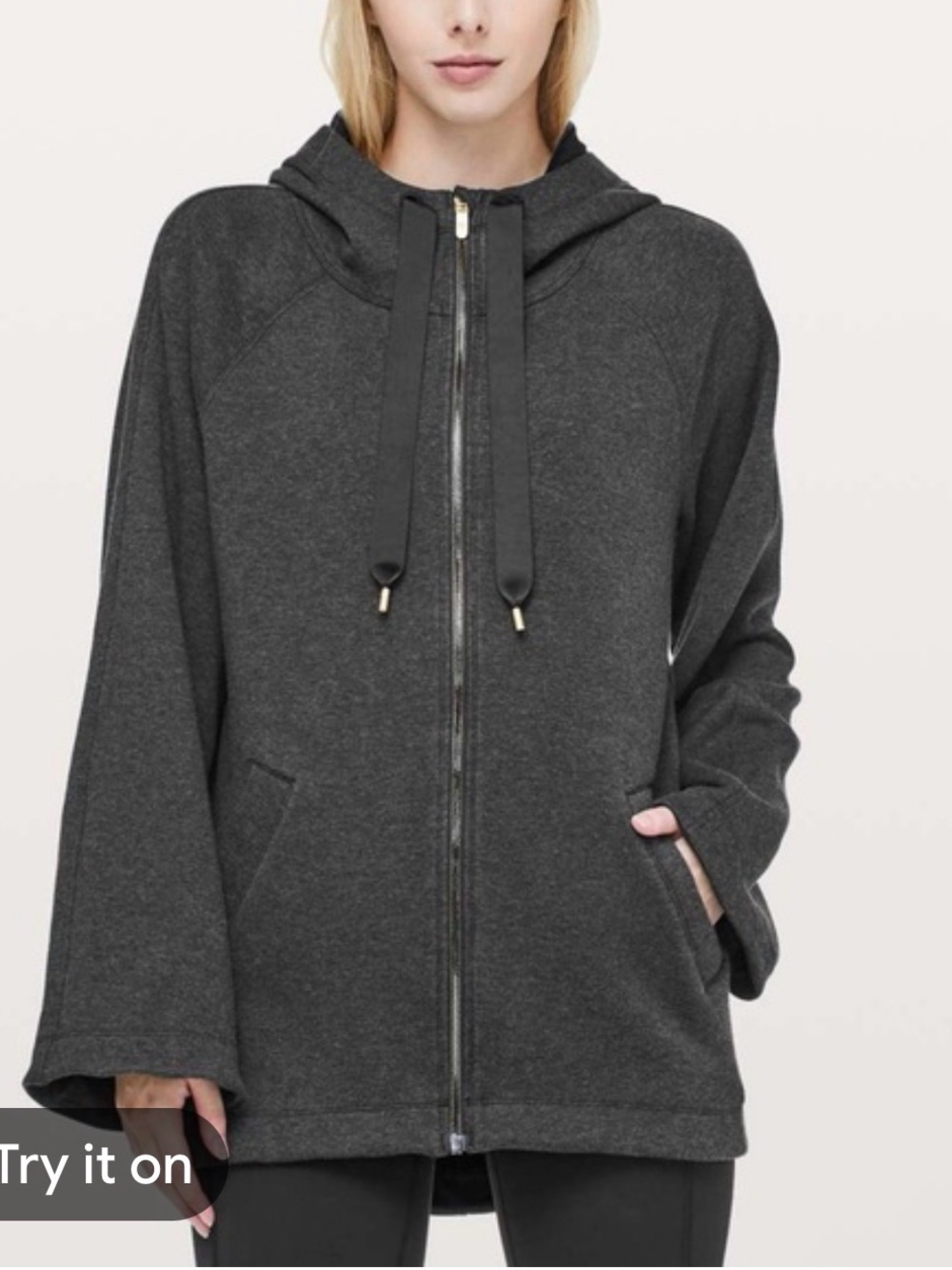 Lululemon Principal Dancer Hoodie Heathered Black Jacket Womens 10 Excellent